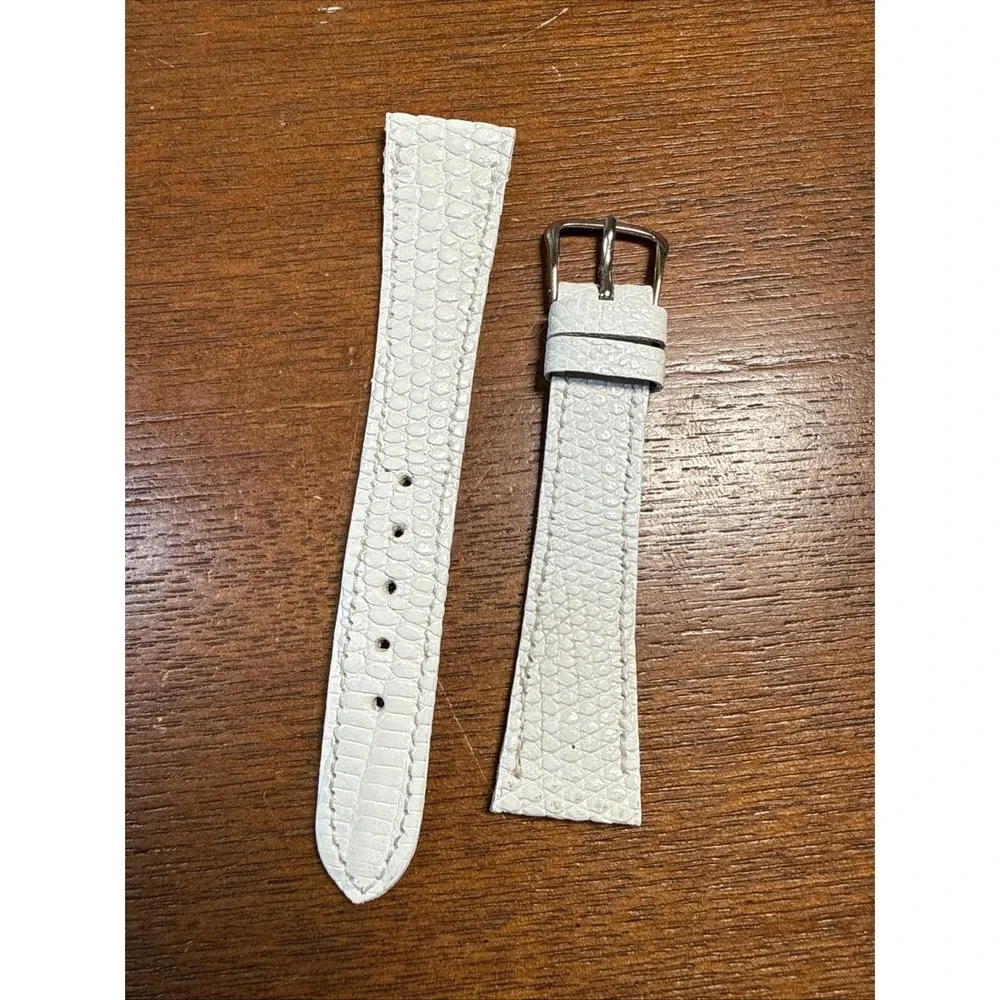 Genuine Lizard Watch Strap White 18mm NOS With 10k Gold Filled Buckle